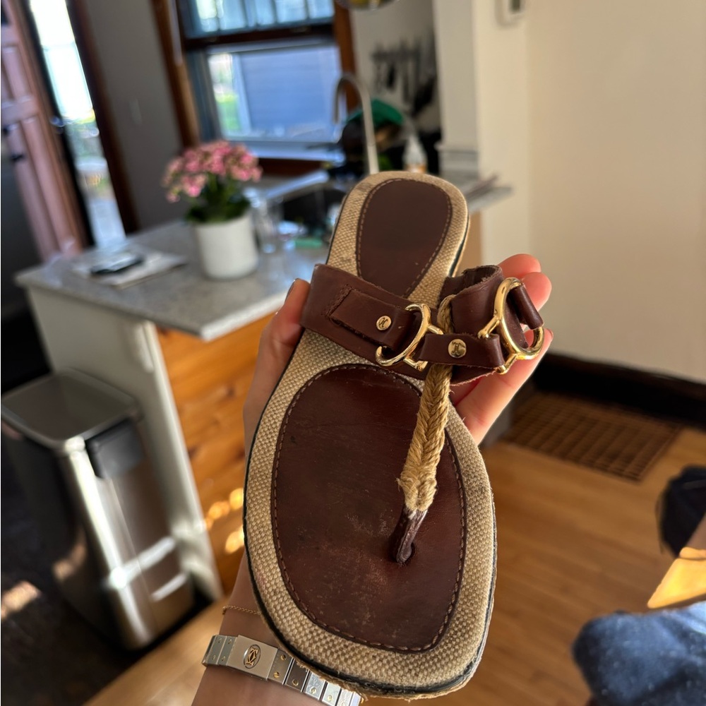 Cole Haan Women’s Brown Leather Rope-Accent Thong Sandal - Picture 3 of 5